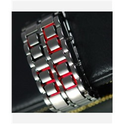 LED-часы "Самурай" Черный браслет, красные диоды 903457
