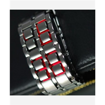 LED-часы "Самурай" Черный браслет, красные диоды 903457