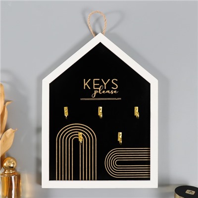 Настенные крючки декоративные «Ключи. Абстракция. Радуга», дерево, чёрная с золотом, 24×32 см