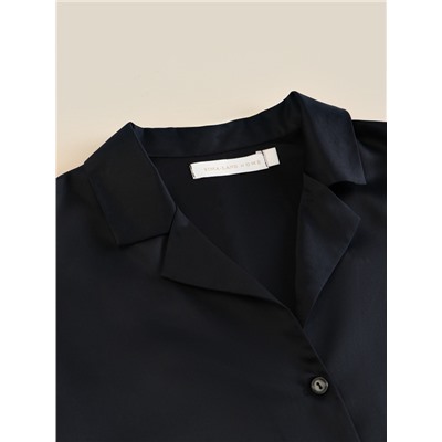 Пижама женская (рубашка, шорты) SL HOME Tensel Home, размер 52-54, чёрная