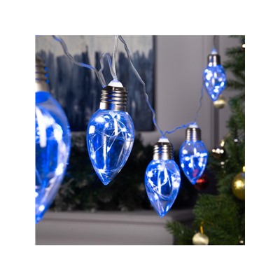 Гирлянда «Нить» 3 м с насадками «Лампочки капля», IP20, прозрачная нить, 80 LED, свечение синее, 8 режимов, 220 В
