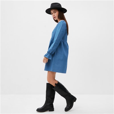 Платье мини женское джинсовое с воротником MIST, размер 48, голубое