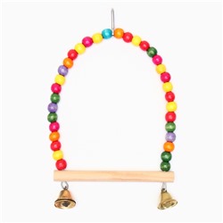 Качели для птиц, 20 см, с деревянной жёрдочкой, цвет МИКС