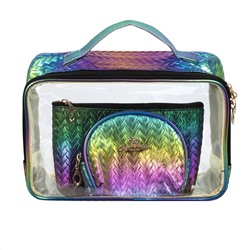 Kristaller Набор женских косметичек Chameleon Knitted rope pattern 3 in 1, сине-зеленый перламутр 25096