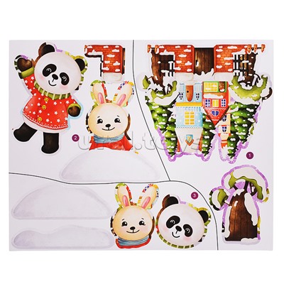 3Д аппликация. Зверята зимой