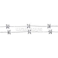 Бусы новогодние "Серебряные" со звёздами (3,5м)в пакете