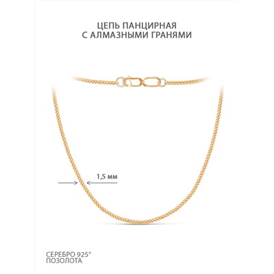 Цепь из золочёного серебра - Панцирная, 55 см V1045010155