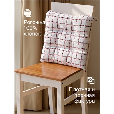 Подушка на стул «Этель» Flower Cage, 40×40 см, белая