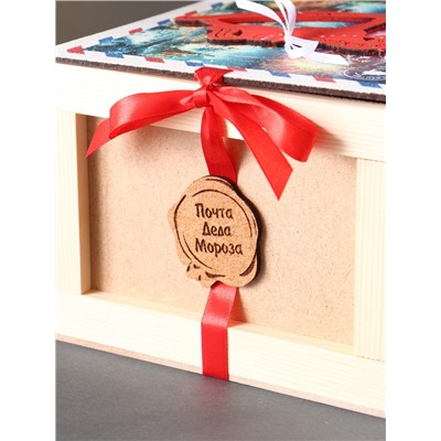 Коробка-посылка подарочная «С Новым годом», с подвеской лошадкой, ящик упаковочный, 21×17.2×12.5 см