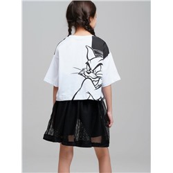 Комплект трикотажный для девочек: фуфайка (футболка), юбка-шорты