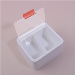 Органайзер для ватных палочек и дисков, с крышкой, 2 секции, 14.5×13×8 см, цвет белый/прозрачный