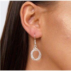 Серьги длинные висячие колечки, покрытие посеребрение, №013029, арт. 001.325