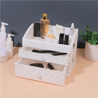 УЦЕНКА Органайзер 3-х уровн 8секц с 2 ящик 25*16,5*20см White line бел к/кор