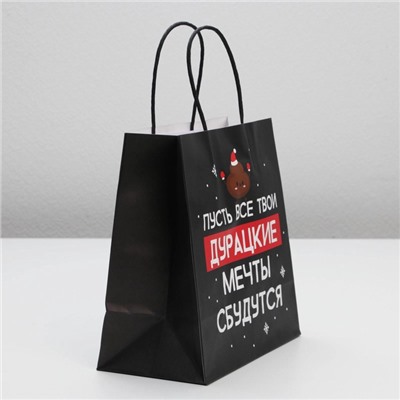 Пакет подарочный новогодний «Пусть мечты сбудутся», 22×22×11 см