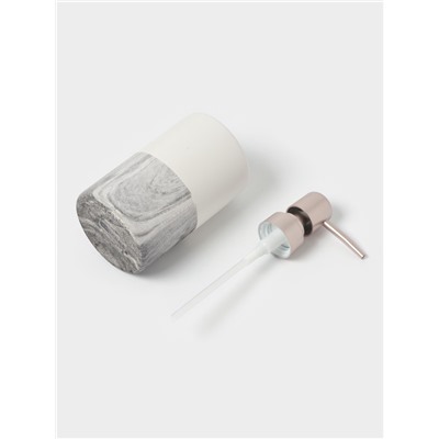 Аксессуары для ванной SAVANNA Stone gray, 4 предмета, дозатор для мыла 390 мл, 2 стакана, мыльница, белые