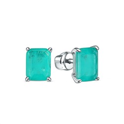 Кольцо из серебра с турмалином искусственным цвета параиба родированное 1-035р4135