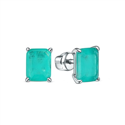 Кольцо из серебра с турмалином искусственным цвета параиба родированное 1-035р4135