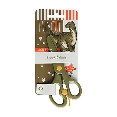Ножницы детские 135 мм "FUN. Динозавр" пластиковые лезвия и ручки 60-0030/02 Bruno Visconti