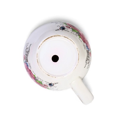 Горшок для цветов «Эмма», 1.3 л, 19×15×10 см, керамика, с поддоном, белый, розовый, Greengo