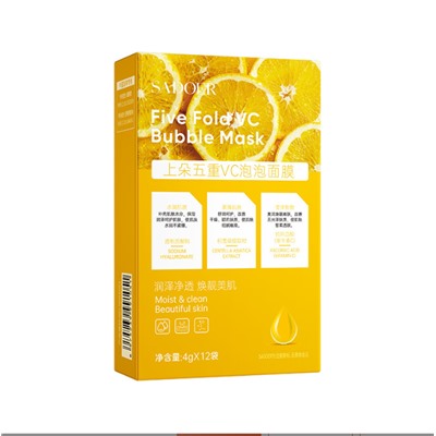 SADOER Очищающая кислородная пузырьковая маска в саше Five Fold VC  Bubbles Mask 12*4гр.