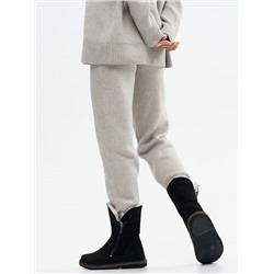 Полусапоги женские чёрные замшевые с замком на войлочной подошве