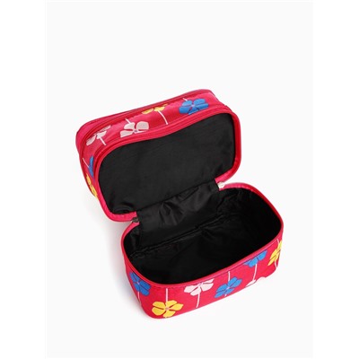Косметичка - органайзер на молнии, с отделами, с рисунком, малиновая