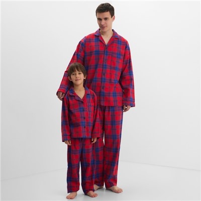Пижама детская новогодняя из фланели (рубашка и брюки) KAFTAN, размер 30 (98-104 см), красная