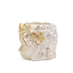 Декоративное кашпо для цветов «Вера», 300 мл, 11×11×10 см, гипс, белое