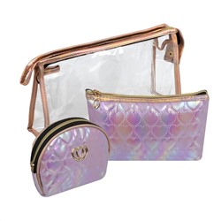 Kristaller Набор женских косметичек Chameleon heart 3 in 1, сиреневый перламутр 25094