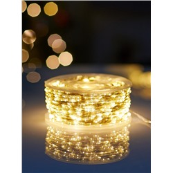 Гирлянда «Нить» 200 м роса, IP44, серебристая нить, 2000 LED, пульт, 36 В, свечение тёплое белое