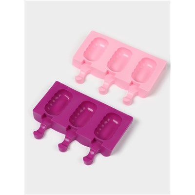 Форма для мороженого «Эскимо волна», силикон, 19.4×13 см, 3 ячейки (7×4 см), МИКС