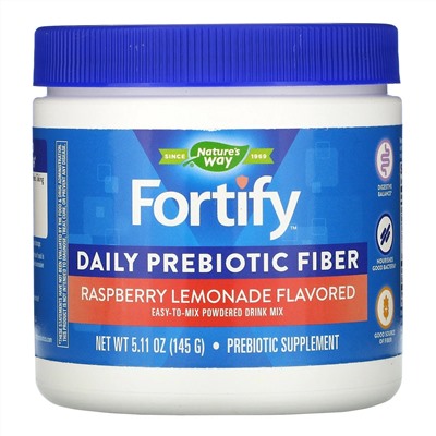 Nature's Way, Fortify Daily Prebiotic Powder, Raspberry Lemonade Flavor, 5.11 oz (145 g)