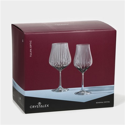 Бокалы для вина «Тулипа», 450 мл, набор 6 шт., хрустальное стекло, прозрачные