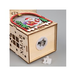 Ёлочная игрушка «Домик с Дедом Морозом», 14.5×11×8.5 см, 1 LED, от батареек, свечение тёплое белое