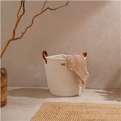 Корзина для белья плетеная круглая SL Home Cotton, хлопок, 35×40 см