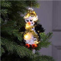 Светодиодная фигура из мишуры «Пингвин» 17×11 см, 10 LED, батарейки AG10×3 (в комплекте), свечение тёплое белое