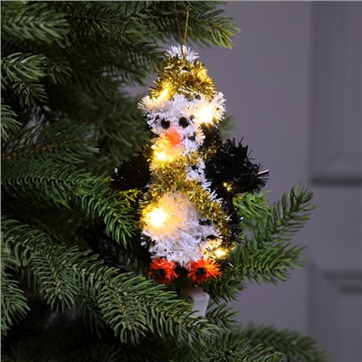 Светодиодная фигура из мишуры «Пингвин» 17×11 см, 10 LED, батарейки AG10×3 (в комплекте), свечение тёплое белое