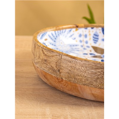 УЦЕНКА Блюдо «Васильки» дерево манго 25.5×25.5×6 см