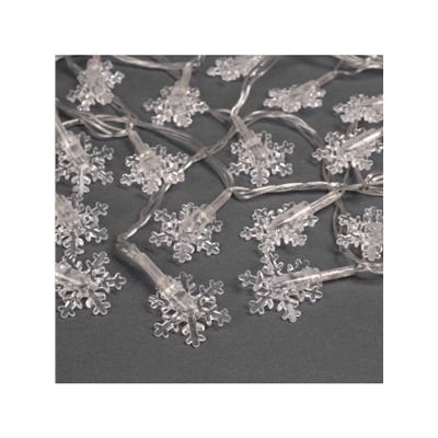 Гирлянда «Нить» 5 м с насадками «Снежинки малые», IP20, прозрачная нить, 20 LED, свечение мульти (RG/RB), мигание, 220 В