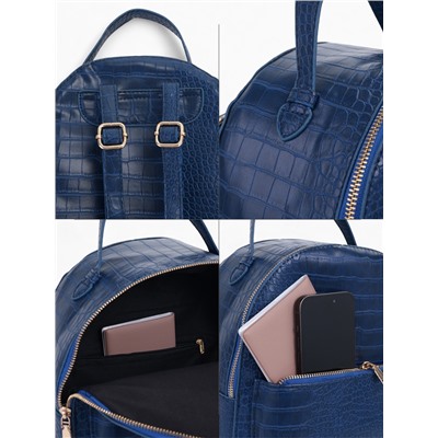 Рюкзак женский на молнии, с карманом, размер 24×12×31 см, синий