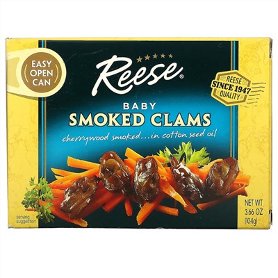 Reese, Baby Smoked Clams, 3.66 oz (104 g)