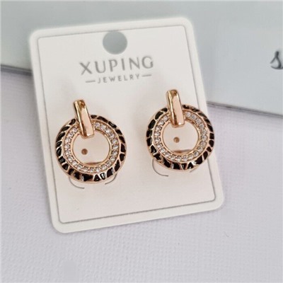 Серьги женские круглые коллекция "Xuping" покрытие позолота, вставка: фианиты, 1098, арт.101.008