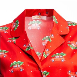 Пижама новогодняя женская (рубашка, брюки) KAFTAN «Машинки», размер 52-54, красная