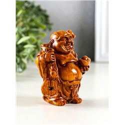 Нэцкэ фигурка полистоун под дерево «Хотей. Богатство», 7.2×6.8×9.2 см