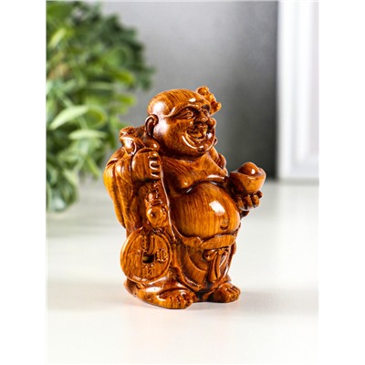 Нэцкэ фигурка полистоун под дерево «Хотей. Богатство», 7.2×6.8×9.2 см