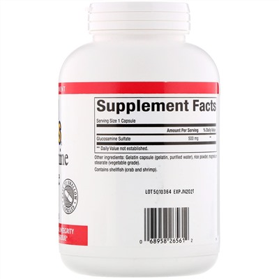 Natural Factors, сульфат глюкозамина, 500 мг, 360 капсул