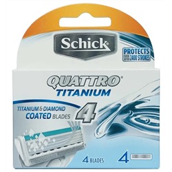 Кассеты для бритвы Schick (Wilkinson Sword) QUATTRO Titanium/ Titanium Sensitive (4шт) (Старый дизайн)