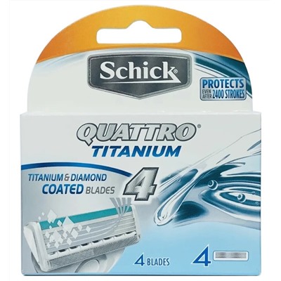 Кассеты для бритвы Schick (Wilkinson Sword) QUATTRO Titanium/ Titanium Sensitive (4шт) (Старый дизайн)
