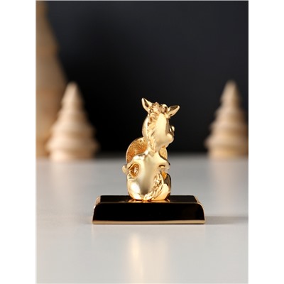 Фигурка «Лошадка с монеткой на подставке и с пожеланием: Богатства», 4×2.3×5 см