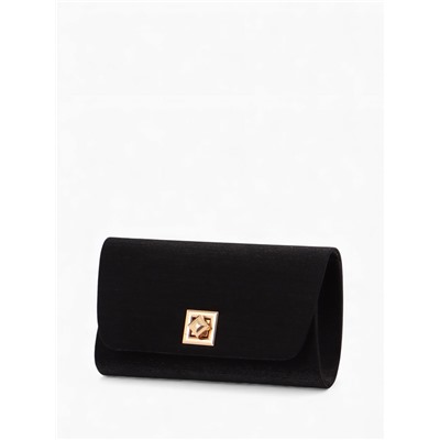 Сумка-клатч женская вечерняя на клапане, на длинной цепочке, однотонная, чёрная